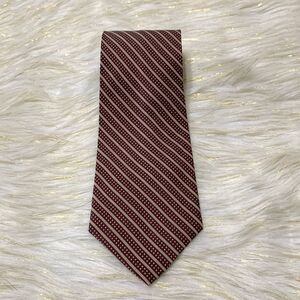 Brown stripe square men's silk necktie Italy/USA